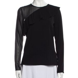 Cushnie Black Blouse Illusion top with sling sleeves